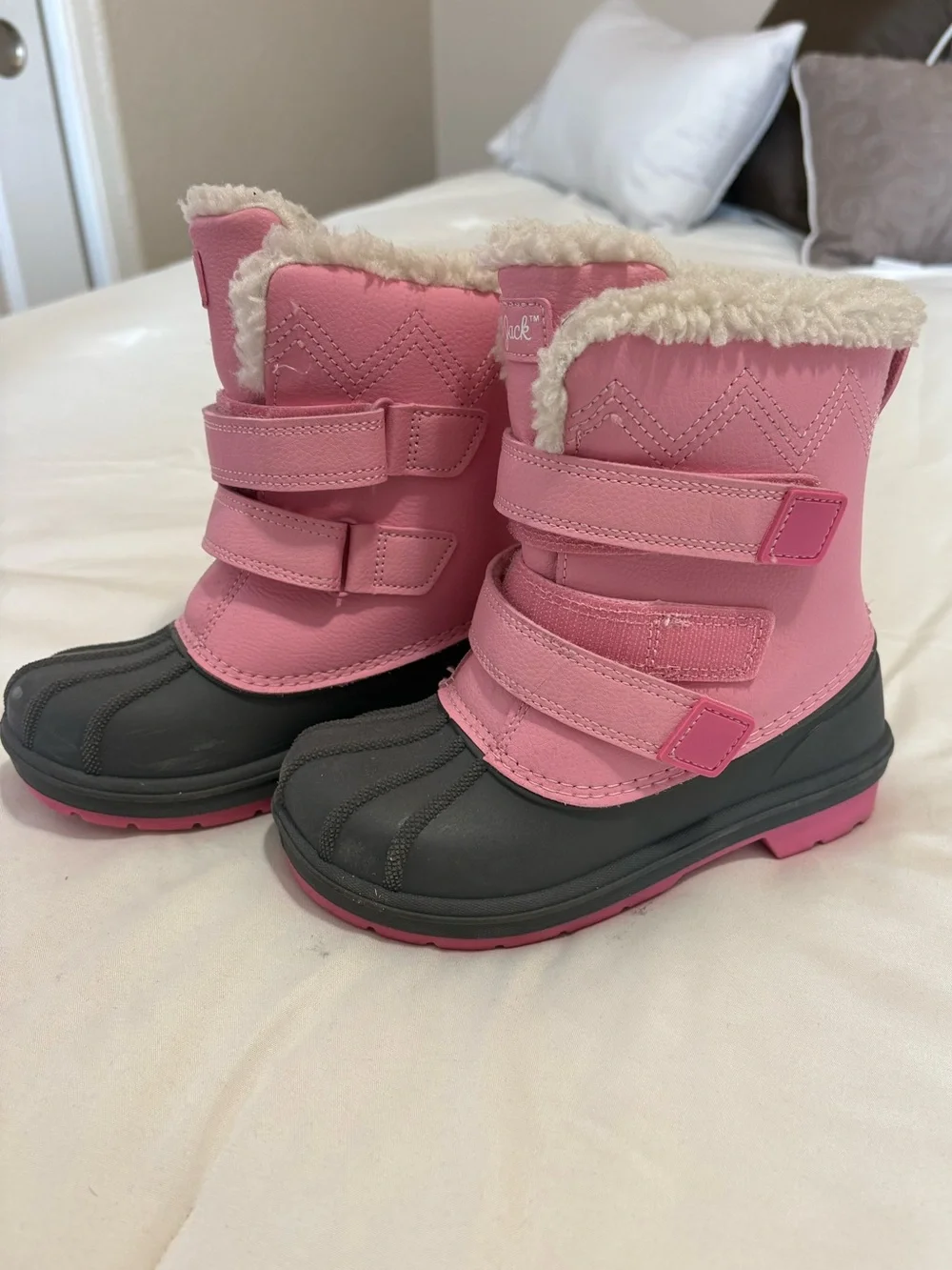 Cat & Jack Pink Faux-Fur Winter Snow Boots